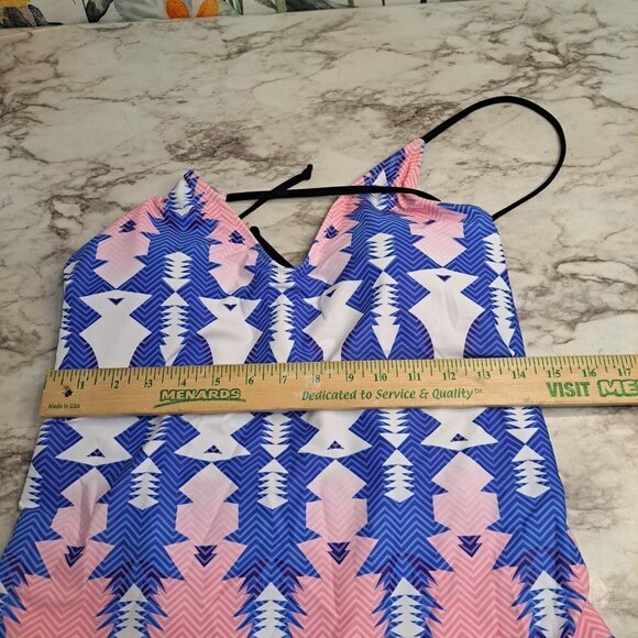NWT Ekouaer Geometric Print Halter One-Piece Swimming Suit Womens SIZE XL White - Picture 11 of 11
